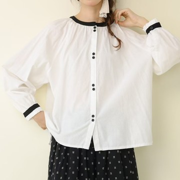 簡約撞色領寬鬆上衣122119C