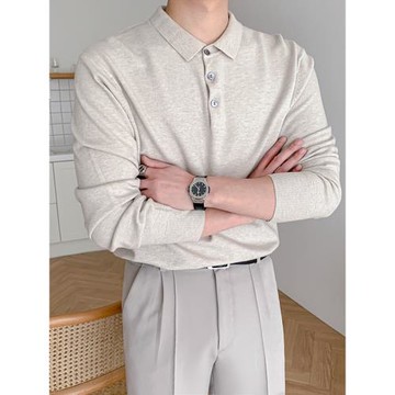 MRCYC長袖polo衫男春秋季針織輕熟風男裝韓系寬松翻領休閑t恤潮