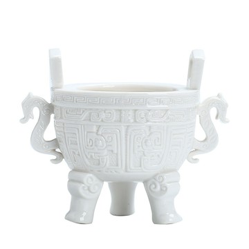 古典三足圓鼎爐復古香鼎爐供佛供奉鼎香爐長方形鼎爐室內家用陶瓷 c8072