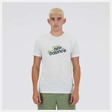 NEW BALANCE 短T NB 白 重疊LOGO 短袖 上衣 男 MT41071WM