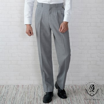 【BARONECE】商務紳士千鳥細紋打摺西褲_灰色(69112-03)