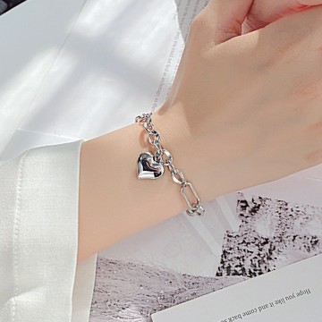 『限時免費刻字』【OCTOBER 16Th時尚鈦鋼愛心大鎖鍊雙層手鍊  開運 生日禮物 閨蜜禮物 情人節禮物 女友禮物 交換禮物 純銀手鍊 客製化禮物 NOV14