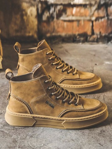 馬丁靴男2025新款夏季高幫工裝靴英倫風復古百搭男士短靴子大黃靴