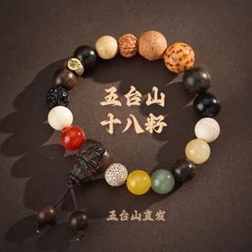 五臺山多寶天珠十八籽菩提手串文玩佛珠好運上岸學生情侶手鏈禮物