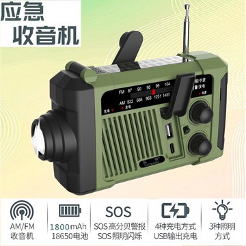 拓響T-6667應急手搖發電收音機戶外太陽能照明手電筒充電寶防災 幸福驛站