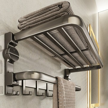 【強力免打孔】浴巾架 毛巾架 浴室置物架 衛生間收納架 陽臺晾曬架 鋁合金材質 吸盤式安裝 防水防鏽 承重穩固 節省空間