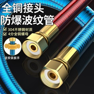 ⭐臺灣出貨⭐家韻不鏽鋼波紋管 4分銅頭防爆耐壓冷熱水軟管 燃氣熱水器 馬桶配件