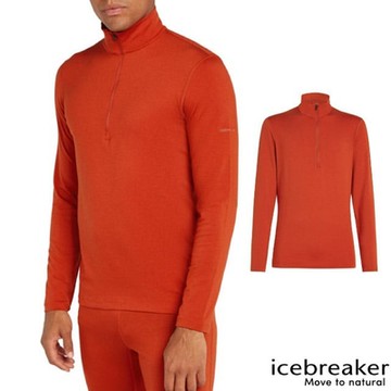【Icebreaker】男 美麗諾羊毛 Core Heavyweight 半開襟長袖上衣.立領套頭衫.運動休閒衫_IB0A575K-A84 磚橘