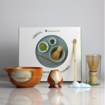 跨境獨立站抹茶茶具套裝7件套粉禮盒四件套茶筅百本立抹茶碗帶嘴