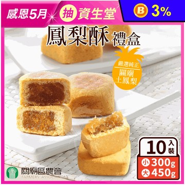 【關廟農會】招牌鳳梨酥禮盒(10顆/盒) 關廟在地土鳳梨內餡