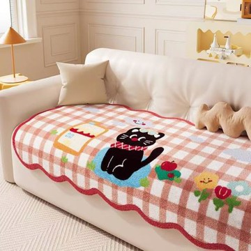 可水洗家用卡通防滑沙發墊冬季毛絨一片式沙發套柔軟舒適沙發坐墊