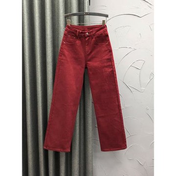 清倉價高腰休閑直筒牛仔褲女25春季寬松洋氣減齡顯腿長闊腿拖地褲