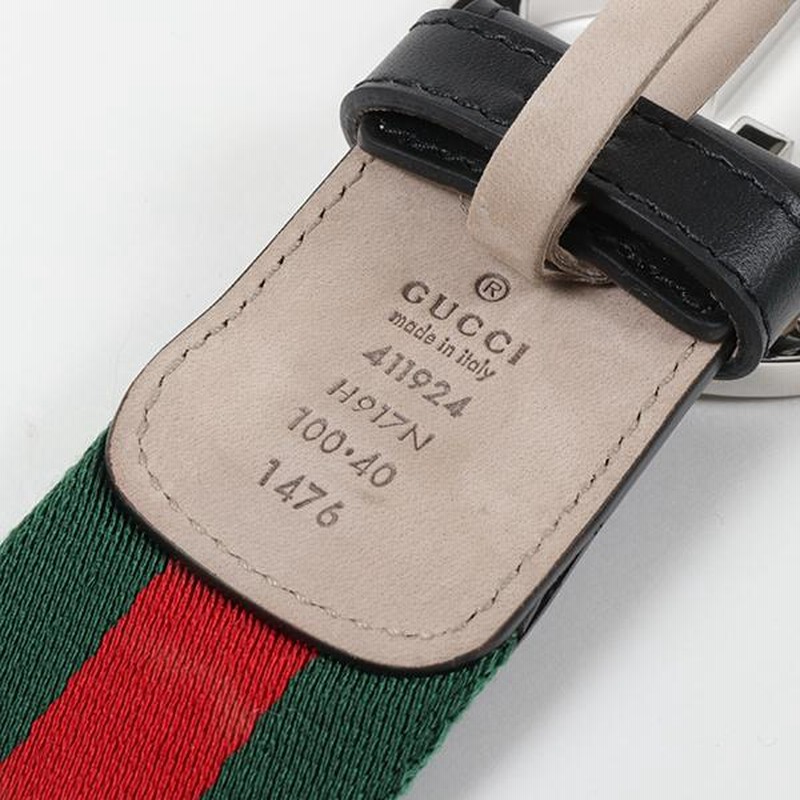 GUCCI グッチ 411924 H917Nウェブライン ナイロン×レザー ベルト