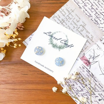 莫蘭迪色系 灰藍 碎花 小款 925純銀針耳環/無痛耳夾