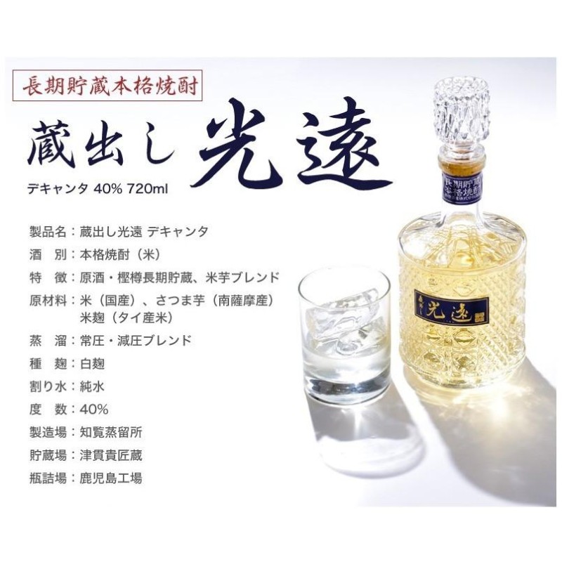 焼酎 ギフト 米焼酎原酒 光遠 40度 デキャンタボトル 化粧箱入り 720ml