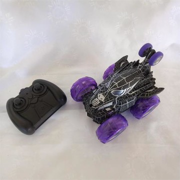 跨境遙控車蜘蛛俠360度旋轉特技越野2.4G燈光遙控翻斗車玩具