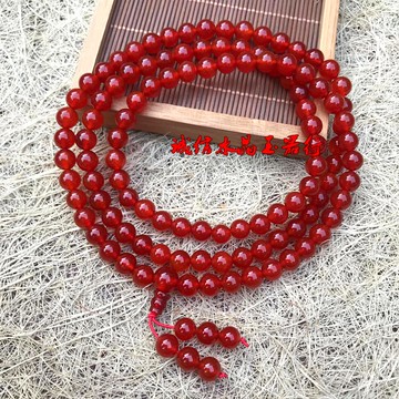 天然紅瑪瑙108粒佛珠手串多圈天然紅瑪瑙手鏈 毛衣鏈紅紅火火手鏈1入