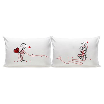 結婚班機 對枕枕頭套組 男孩遇見女孩系列 白/藍 | Humantouch