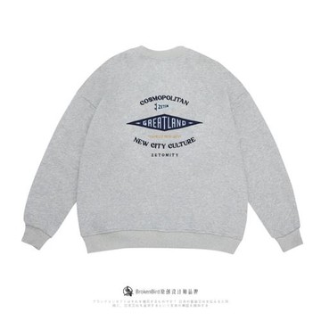 簡約刺繡純色圓領衛衣男春季新款復古日系打底套頭衫情侶百搭外套