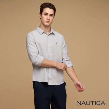 Nautica  男裝 格紋質感襯衫-白色