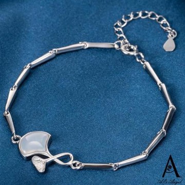 【ANGEL】三生有杏亮銀色玉髓高級手鍊(白色)
