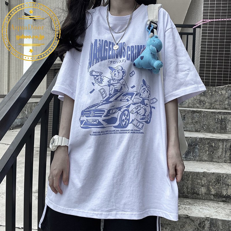 Tシャツ レディース 半袖 夏 ゆるい トップス 韓国ファッション 原宿系 BF風 ヒップホップ ダンス ストリート風 カジュアル 体型カバー 通勤  LimpXkgyjh, ファッション - www.velver.hu