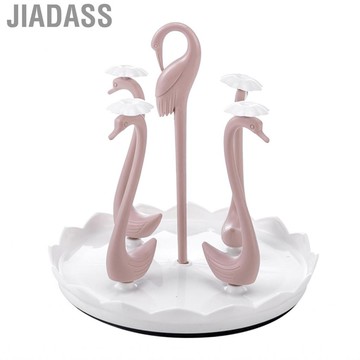 Jiadass Zerodis天鵝杯架帶有旋轉的滴水托盤塑料飲用排水台架，用於家庭杯乾燥機式廚房櫃檯（4個頭）