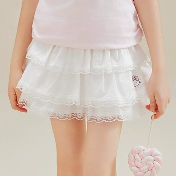 人氣卡通 - 純棉蕾絲蛋糕裙(內裡裙褲)-卡通人物Hello Kitty-白色