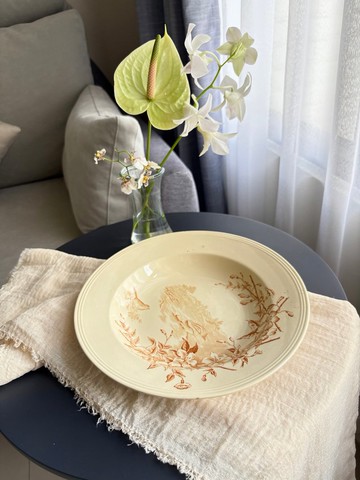 Boch Frères 古董花鳥湯盤