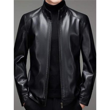 真皮皮衣男加肥加大碼立領綿羊皮夾克2025年春秋胖子肥佬薄款外套