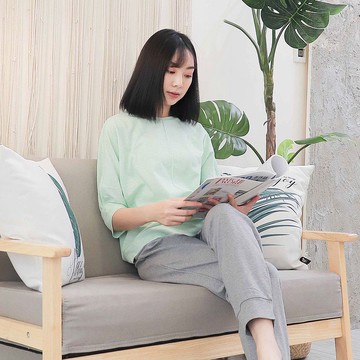 UMORFIL膠原蛋白反摺袖口/居家服-麻花綠