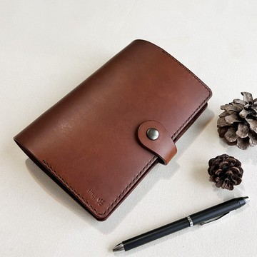 Accademia A6六孔活頁皮革筆記本/書衣/手帳 - 秋栗色