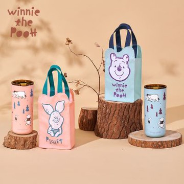 【SENSE LAB·Disney】迪士尼 森悠維尼 不銹鋼保溫真空雙飲杯提袋組600ml