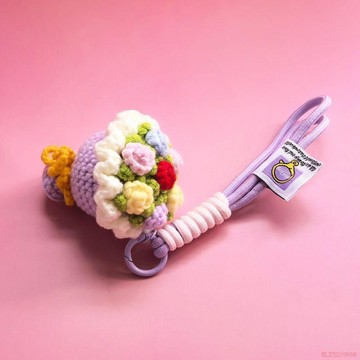 桃園出貨✨成品手工編織手捧花鉤織鑰匙扣包包少女心潮玩掛飾教師節禮物女生