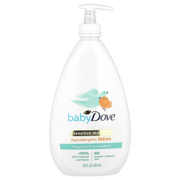 Dove, 嬰幼兒，敏感肌膚呵護系列，低致敏乳液，無香，20 液量盎司（591 毫升）