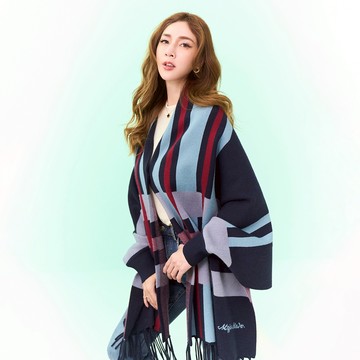 【MAJOR MADE】質感格紋手袖披肩