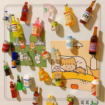 台灣出貨 迷你啤酒瓶磁鐵冰箱貼裝飾磁性帖飲料瓶磁貼裝飾冰箱磁力貼吸鐵石