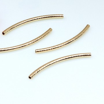 宏雲Hongyun-HC-「工廠直出 50pcs/包」14K包金保色拉絲彎管 diy飾品管套配件 啞光通孔彎管隔珠