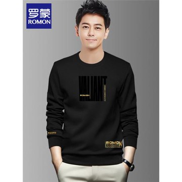 羅蒙衛衣男士秋冬季2025新款圓領長袖t恤寬松打底衫運動休閑上衣
