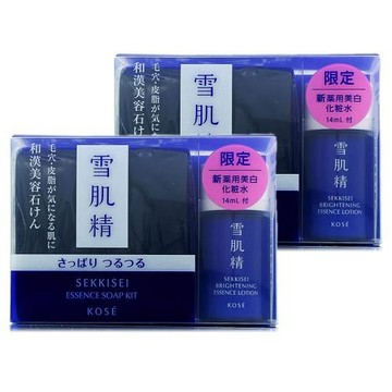 KOSE高絲 雪肌精黑炭淨化潔顏皂120g + 雪肌精澄白薏透露14ml*2組 (正統公司貨)
