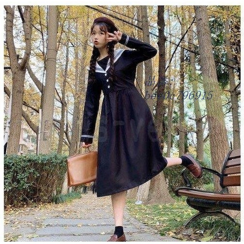 ワンピース メイド服 セーラー襟 ショート丈 マキシ丈ワンピース 長袖 可愛い 風 同窓会 通学 Aライン フェイクレイヤード 夢かわいい 通販 Lineポイント最大get Lineショッピング