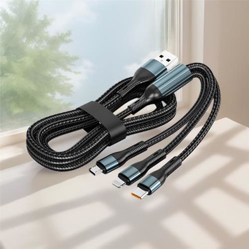 120W超級快充三合一數據線一拖三適用蘋果華為小安卓type-c充電線器手機線閃充66w快充6a車載通用加長2米沖