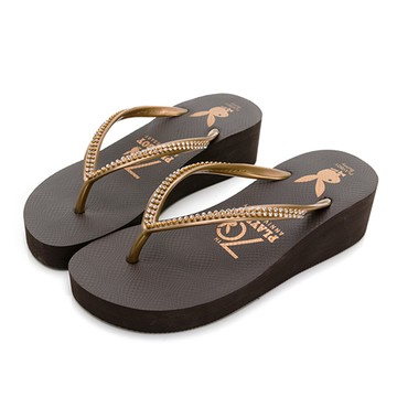 ✨迎新年 特殺65折起｜PLAYBOY 70th 初夏氣息 夾腳厚底拖鞋-咖(YT905)