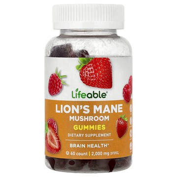 Lifeable, Lion's Mane Mushroom Gummies, Berry, 60 Gummies (100 mg per Gummy)