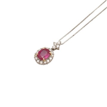 JEWELRY 無品牌珠寶 PT850鉑金 PT900鉑金 K18黃金 紅寶石 鑽石項鍊 【二手名牌BRAND OFF】