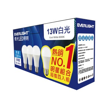 [家速配]億光 13W超節能球泡燈四入組-白光