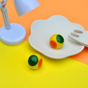 糖果色半圓耳環/ 黃綠撞色/ 壓克力耳環