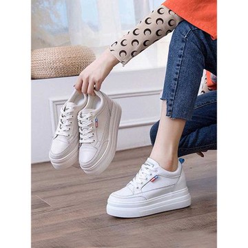 真皮厚底內增高女鞋2024爆款新款8cm公分小個子超火運動小白鞋子