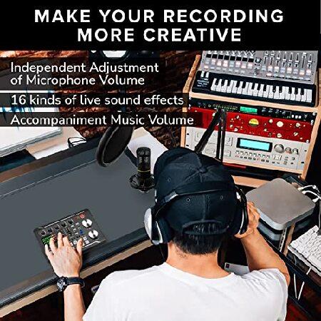 Prisciliano Podcast equipment bundle. Audio Interface with condenser microphone ＆ accesories: Sound Card Mixer. Podcast Studio equipment for Live Str