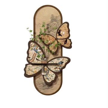 無框畫作 FANGGE 方格 掛畫 水培綠植掛畫 玄關裝飾畫 50*95cm蝴蝶壁掛畫 無框水培畫 26*12cm置物板 背景牆掛畫
